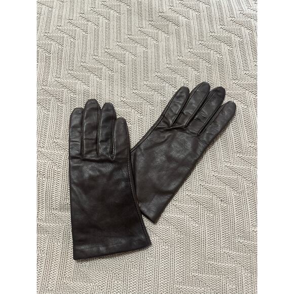 Vintage brown leather wrist length gloves size L - Picture 1 of 8